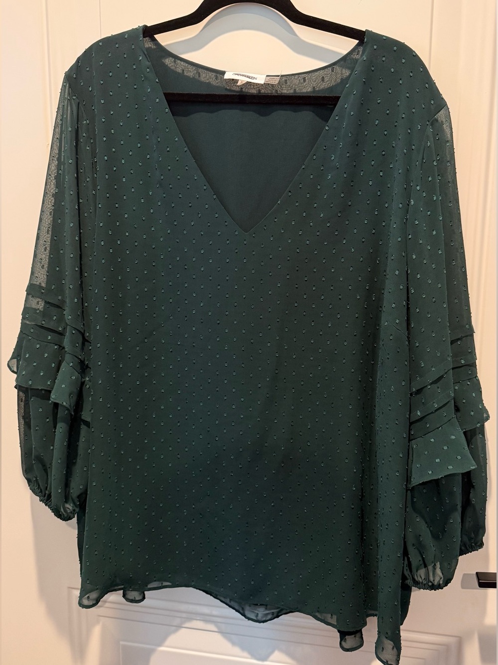 NWOT forest green semi sheer top 3X